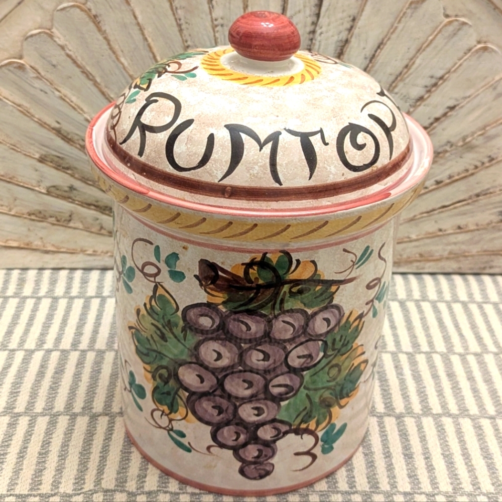 Vintage Handpainted "Rumtopf" Rum Pot, Attributed to Deruta, Made in Italy